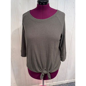 Nine Britton Scoop Neck Waffle Knit Long Sleeve Top, Size M